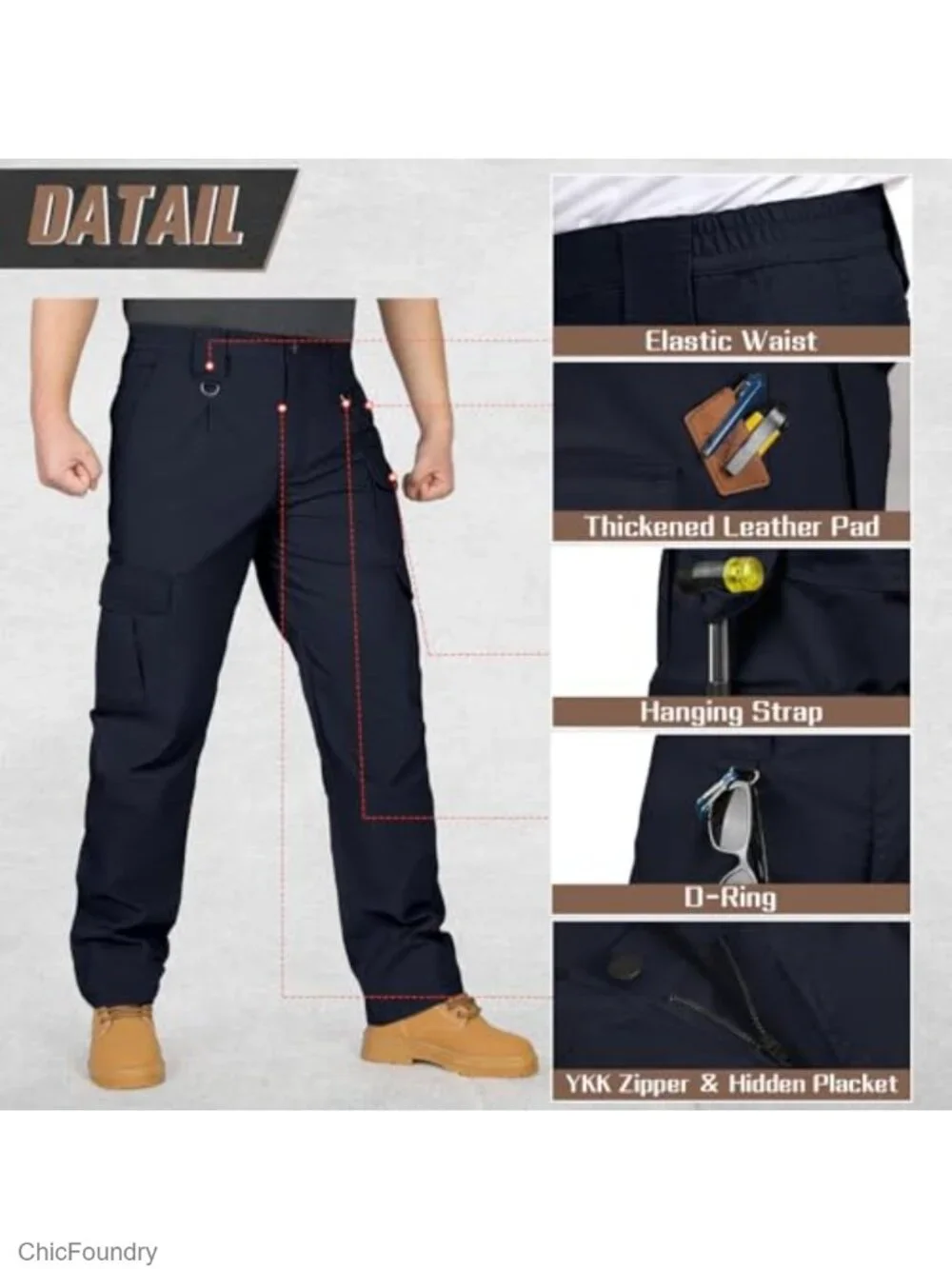 Men's Stretch Tactical Cargo Pants with Multiple Pockets